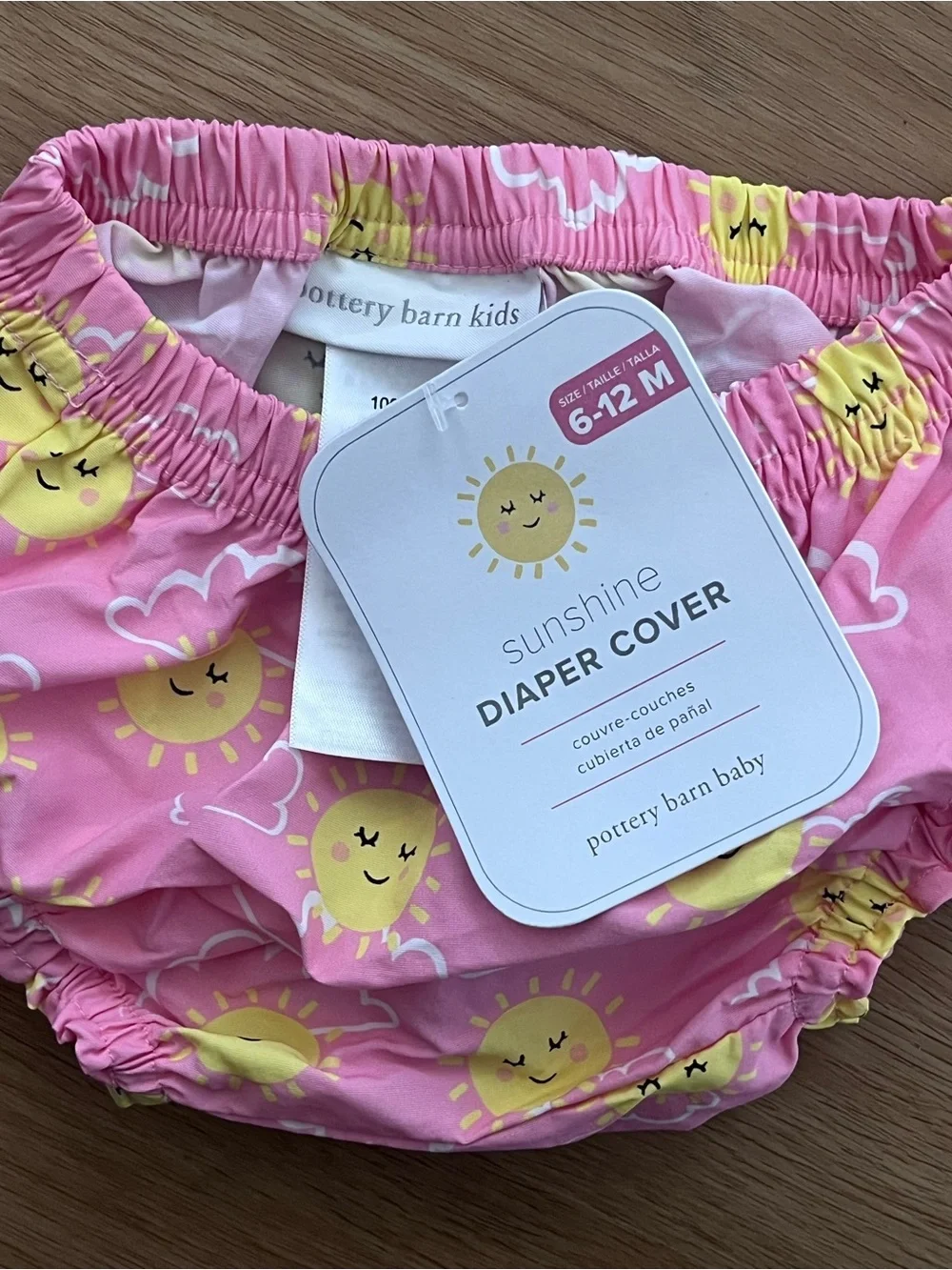 NWT Pottery Barn Kids Pink Sun Hat and Swim Diaper Set with Yellow Sun Print